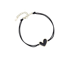 srebrna-bransoletka-pr-925-pozlacane-serce-z-czarna-emalia-i-czarnym-sznurkiem