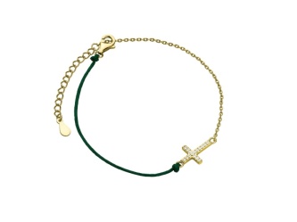 srebrna-pr-925-bransoletka-z-ciemnozielonym-sznurkiem-pozlacany-krzyzyk-z-cyrkoniami