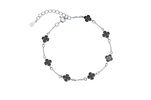 srebrna-bransoletka-onyks-koniczynka