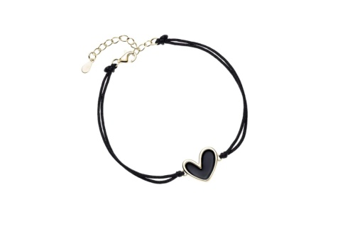 srebrna-bransoletka-pr-925-pozlacane-serce-z-czarna-emalia-i-czarnym-sznurkiem