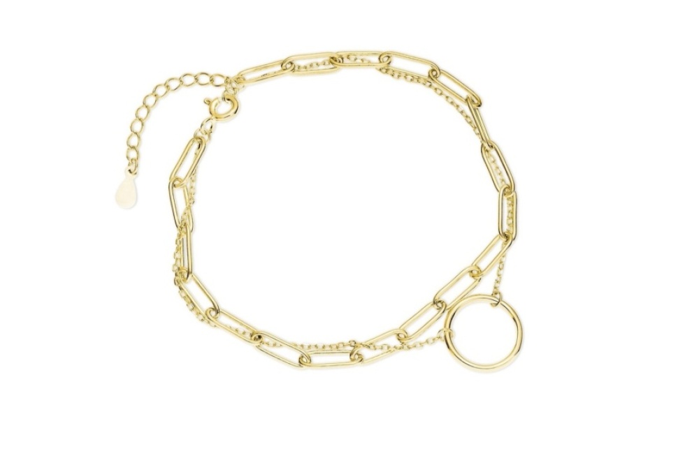 Srebrna_925__pozlacana_bransoletka_z_podwojnym___a__cuszkiem_i_ko__kiem_Z1831BG